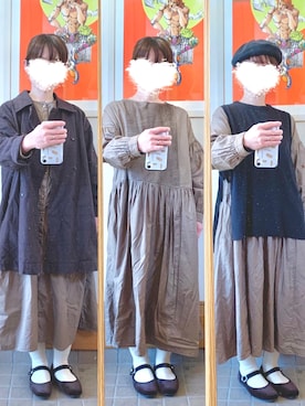 「ベスト」｜「アイテム（ピーコート）」を使った、まっきさん（レディース・150cm）の冬コーディネート