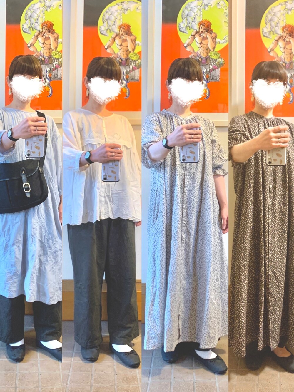 「今日のコーデ、今日の服、購入品、スカラップレース、小花柄」｜「studio CLIPのアイテム（ショルダーバッグ、ブラック系）」を使った、まっきさん（レディース・149cm）の夏コーディネートの1枚目の写真