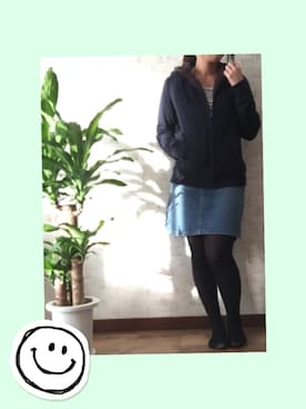 「アイテム（デニムスカート）」を使った、つちゃんさん（レディース・155cm）の冬コーディネート