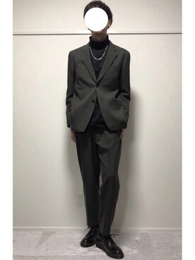 「UNIQLO（ユニクロ）のタートルネックT（長袖）（Tシャツ/カットソー）」を使った、スミさん（メンズ・182cm）の冬コーディネート