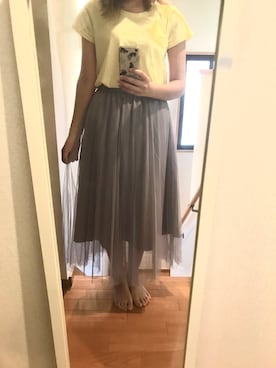 「黄色Tシャツ」｜すずゆらさん（レディース・163cm）の春コーディネート