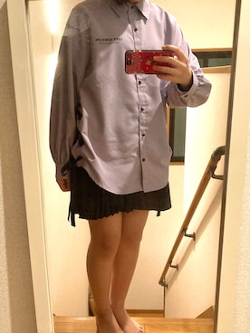 「パープル×黒」｜「アイテム（シャツ/ブラウス）」を使った、すずゆらさん（レディース・163cm）の冬コーディネート