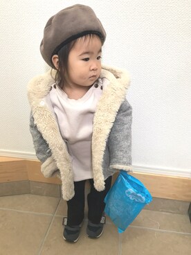 「おんなのこコーデ」｜「アイテム（ハンチング/ベレー帽）」を使った、umiさん（キッズ・80cm）の冬コーディネート