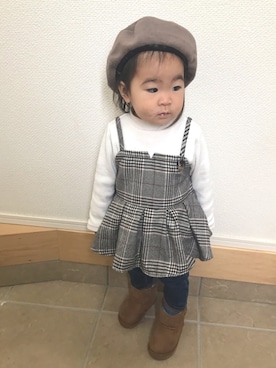 「おんなのこコーデ」｜「アイテム（ハンチング/ベレー帽）」を使った、umiさん（キッズ・80cm）の冬コーディネート