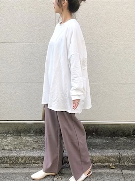 「reca（レカ）のゆったりラフな着心地◆超ビッグシルエットカットソー（Tシャツ/カットソー）」を使った、uki0315さん（レディース・166cm）の秋コーディネート