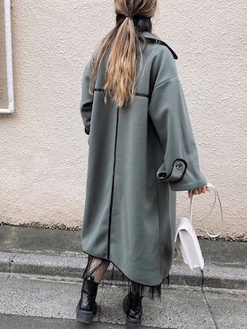 「GRL（グレイル）のステンカラーウールタッチパイピングコート（その他アウター）」を使った、uki0315さん（レディース・166cm）の冬コーディネート