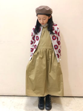 「おんなのこコーデ」｜「アイテム（ハンチング/ベレー帽）」を使った、minasaraさん（キッズ・128cm）の冬コーディネート