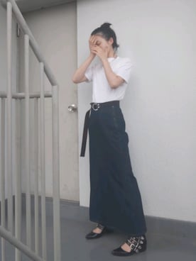 「アイテム（スカート）」を使った、美加里さん（レディース・170cm）の夏コーディネート