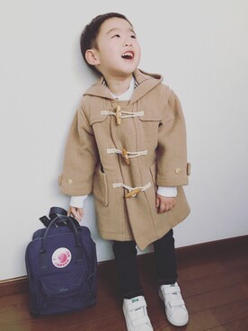 「COMME CA DU MODE（コムサデモード）のアイテム（ダッフルコート）」を使った、o ce anさん（キッズ・60cm）の冬コーディネート