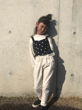 「おんなのこコーデ」｜「アイテム（スリッポン）」を使った、Miiiinaさん（キッズ・125cm）の春コーディネート