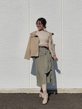 「SESTO（セスト）のストレッチフィットソックスブーツ（ブーツ）」を使った、ひぃちゃんさん（レディース・163cm）の冬コーディネート