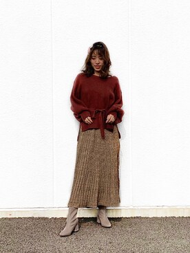 「SESTO（セスト）のストレッチフィットソックスブーツ（ブーツ）」を使った、ひぃちゃんさん（レディース・163cm）の冬コーディネート