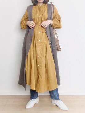 「select MOCA（セレクトモカ）の【GISELe4月号掲載】【GISELe12月号掲載】センタープレスストレートヘムラインカットオフダメージ加工デニム（デニムパンツ）」を使った、ひぃちゃんさん（レディース・163cm）の春コーディネート