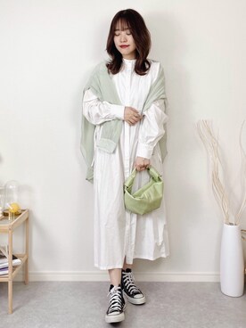 「ap retro（アプレトロ）のアイテム（シャツワンピース）」を使った、ひぃちゃんさん（レディース・163cm）の春コーディネート