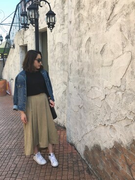 「Another Edition（アナザーエディション）のアイテム（デニムジャケット）」を使った、Ｒinaさん（レディース・155cm）の春コーディネート