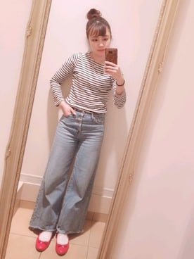 「EGOIST（エゴイスト）のアイテム（デニムパンツ）」を使った、HAZUKIさん（レディース・157cm）の春コーディネート