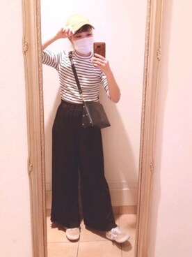 「AZUL（アズール）のアイテム（キャップ）」を使った、HAZUKIさん（レディース・157cm）の春コーディネート