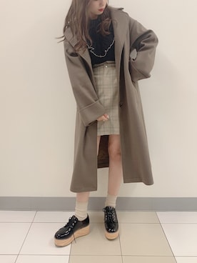 「OLIVE des OLIVE（オリーブデオリーブ）のアイテム（チェスターコート）」を使った、ayakaさん（レディース・154cm）の冬コーディネート