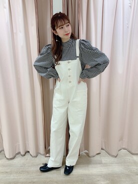 「OLIVE des OLIVE（オリーブデオリーブ）のアイテム（オールインワン・サロペット）」を使った、ayakaさん（レディース・154cm）の春コーディネート