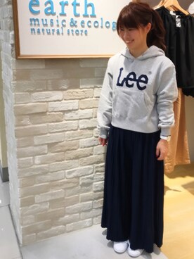 「earth music&ecology（アースミュージックアンドエコロジー）のカットプリーツスカーチョ（その他パンツ）」を使った、さ り ーさん（レディース・154cm）の夏コーディネート