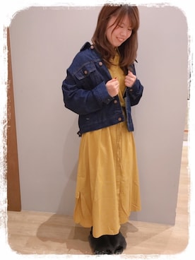 「earth music&ecology（アースミュージックアンドエコロジー）のアイテム（デニムジャケット）」を使った、さ り ーさん（レディース・154cm）の秋コーディネート
