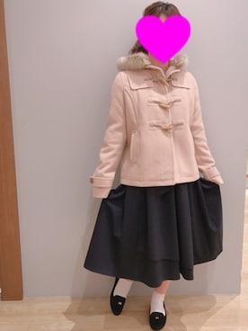 「くすみピンク」｜「アイテム（ダウンジャケット/コート）」を使った、さ り ーさん（レディース・154cm）の秋コーディネート