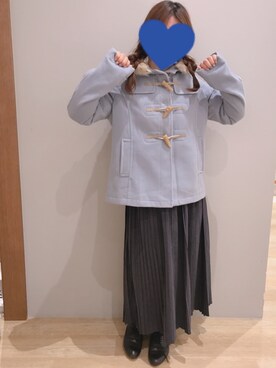 「サックスブルー」｜「アイテム（ダウンジャケット/コート）」を使った、さ り ーさん（レディース・154cm）の秋コーディネート
