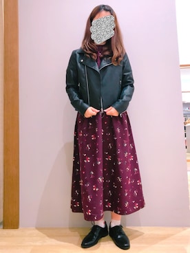 「レトロワンピース」｜「アイテム（ジャケット/アウター）」を使った、さ り ーさん（レディース・154cm）の秋コーディネート