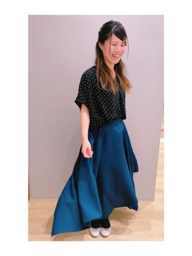 「とろみシャツ」｜さ り ーさん（レディース・154cm）の春コーディネート