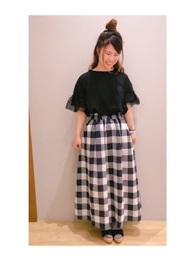 「ハーフアップお団子」｜さ り ーさん（レディース・154cm）の春コーディネート