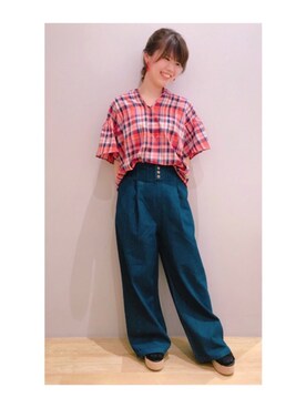 「ウエストイン」｜「アイテム（その他）」を使った、さ り ーさん（レディース・154cm）の春コーディネート