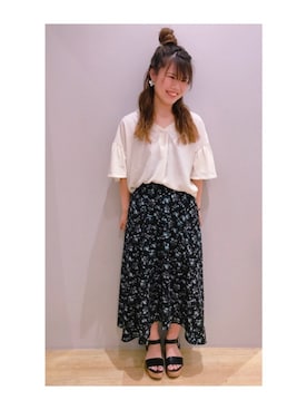 「ハーフアップお団子」｜さ り ーさん（レディース・154cm）の夏コーディネート