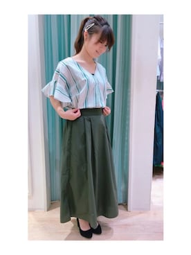 「タックスカート」｜さ り ーさん（レディース・154cm）の夏コーディネート