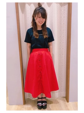 「ハーフアップお団子」｜さ り ーさん（レディース・154cm）の夏コーディネート