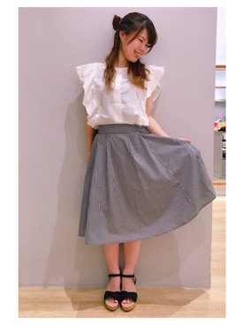「ウェッジソール」｜「アイテム（その他）」を使った、さ り ーさん（レディース・154cm）の夏コーディネート