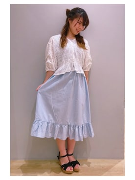 「ORiental TRaffic（オリエンタルトラフィック）の【ORiental TRaffic】 ウェッジサンダル（サンダル）」を使った、さ り ーさん（レディース・154cm）の夏コーディネート