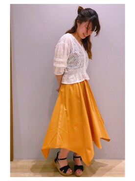 「ウェッジソール」｜「アイテム（その他）」を使った、さ り ーさん（レディース・154cm）の夏コーディネート