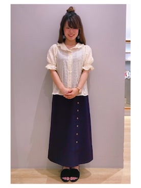 「丸襟」｜さ り ーさん（レディース・154cm）の夏コーディネート