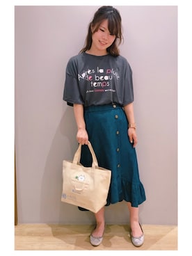 「ゆったりシルエット」｜「アイテム（腕時計）」を使った、さ り ーさん（レディース・154cm）の夏コーディネート