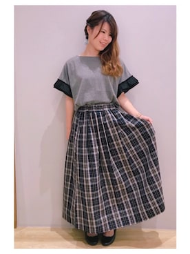 「タックスカート」｜「アイテム（その他）」を使った、さ り ーさん（レディース・154cm）の夏コーディネート