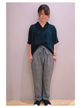 「とろみシャツ」｜「アイテム（その他）」を使った、さ り ーさん（レディース・154cm）の夏コーディネート