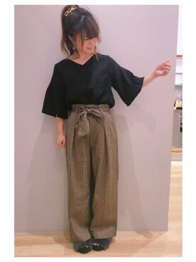 「ウエストイン」｜「アイテム（その他）」を使った、さ り ーさん（レディース・154cm）の夏コーディネート