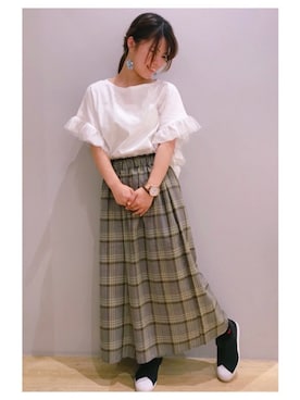 「スカーチョ」｜「アイテム（アナログ腕時計）」を使った、さ り ーさん（レディース・154cm）の夏コーディネート