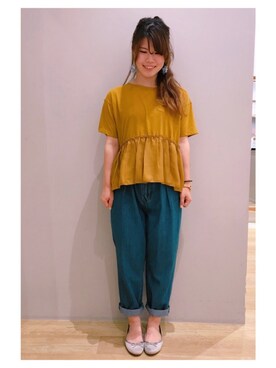 「ぺプラムトップス」｜「アイテム（腕時計）」を使った、さ り ーさん（レディース・154cm）の夏コーディネート