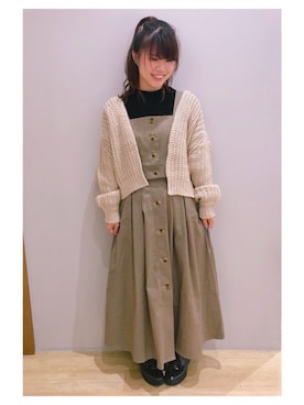 「ループカーディガン」｜さ り ーさん（レディース・154cm）の秋コーディネート