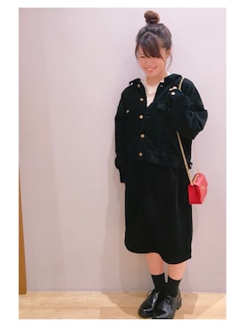 「earth music&ecology（アースミュージックアンドエコロジー）のアイテム（その他アウター）」を使った、さ り ーさん（レディース・154cm）の秋コーディネート