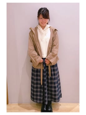 「ドッキングワンピ」｜「アイテム（マウンテンパーカー）」を使った、さ り ーさん（レディース・154cm）の秋コーディネート