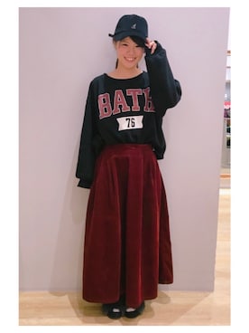「KANGOL（カンゴール）のアイテム（キャップ）」を使った、さ り ーさん（レディース・154cm）の秋コーディネート