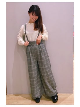 「earth music&ecology（アースミュージックアンドエコロジー）のアイテム（ニット/セーター）」を使った、さ り ーさん（レディース・154cm）の秋コーディネート