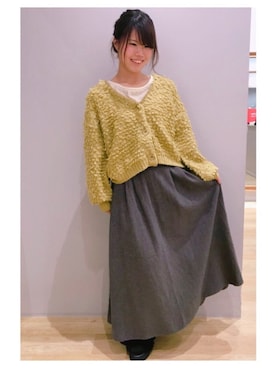 「ループカーディガン」｜さ り ーさん（レディース・154cm）の秋コーディネート